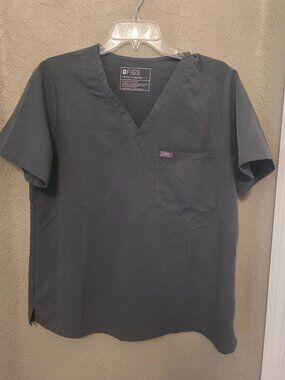 Figs Technical Collection Gray Unisex Scrub Top L EUC